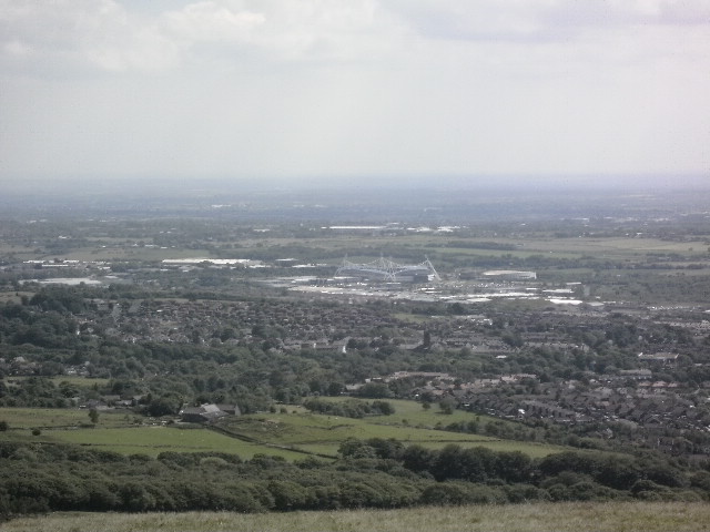 I believe that's Bolton down there, Reebok Stadium standing out.